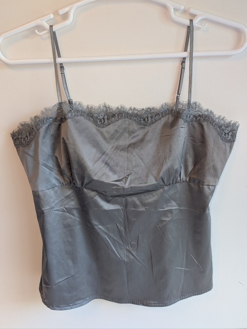 Y2K Vintage New York & Company Gray Lace-Trim Camisole